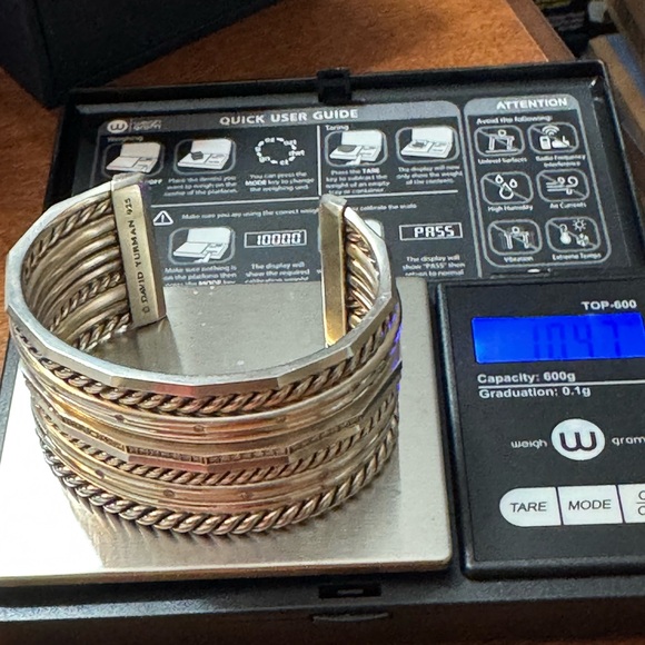 David Yurman Silver diamond Stax Bracelet 10 bracelets Set all connected - Picture 3 of 11